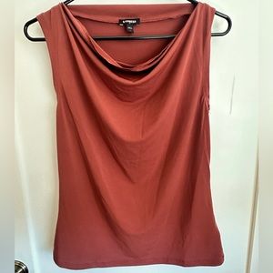 Express Orange Sleeveless Cowl Neck Top, Size S
